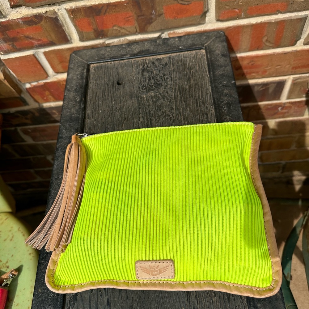 Consuela Extra Large Slim Zip Pouch Neon Green 👛👜
